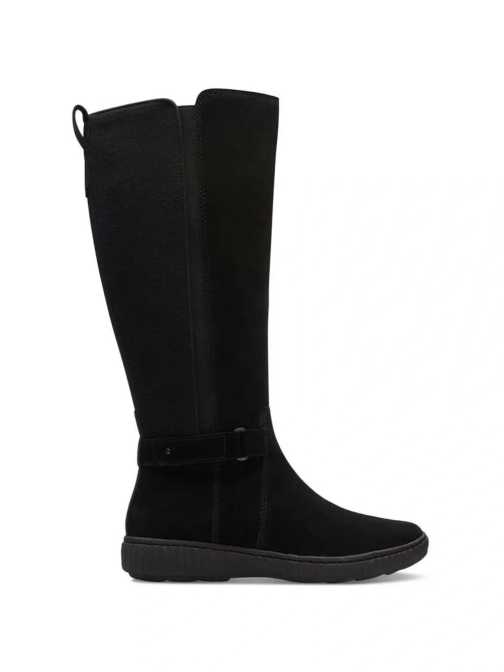 Clarks Collection Suede & Fabric Tall Shaft Boots Caroline Style Black 11